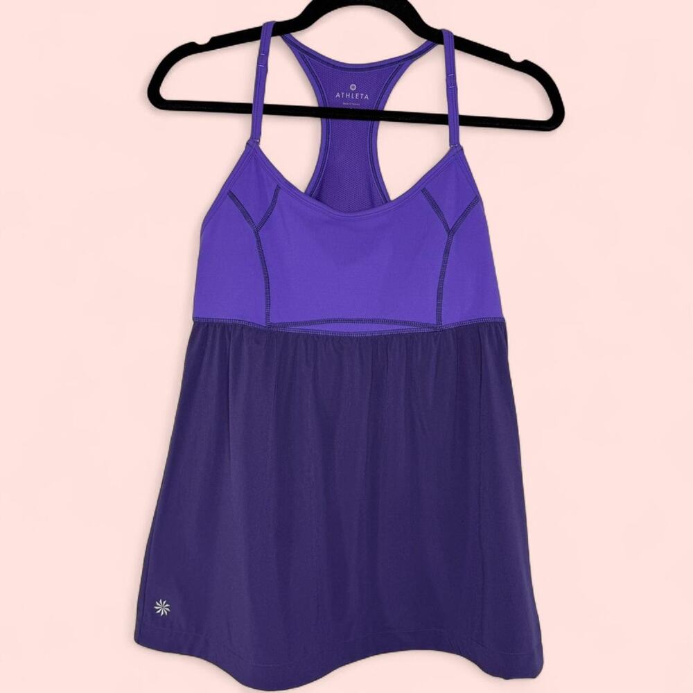 Athleta Retreat Purple Flowy Racerback Workout Tank Top Built-In Bra‎ Size S